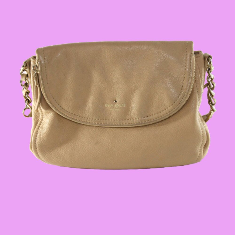 Kate Spade tan leather slouchy shoulder bag purse